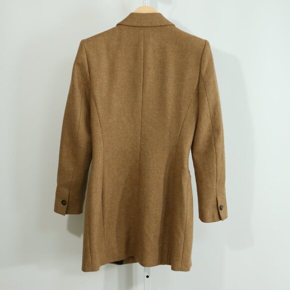 Zara Woman Camel Shetland Wool Long Coat Tailored Blazer Jacket Wool Blend small - Picture 7 of 9